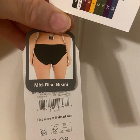 NWT Time and Tru woman’s plus 2x (20w-22w) floral mid rise bikini bottoms - Picture 9 of 9